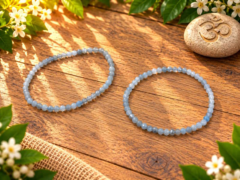 Pulsera Aguamarina bola facetada